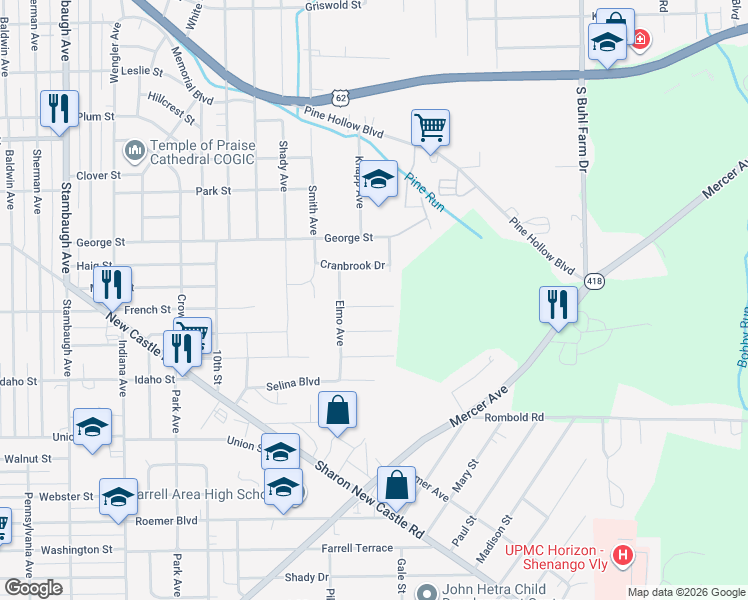 map of restaurants, bars, coffee shops, grocery stores, and more near 1575 Charles Street in Hermitage
