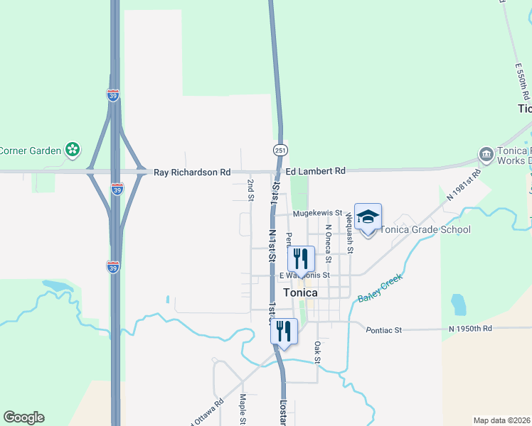 map of restaurants, bars, coffee shops, grocery stores, and more near 403 1st Street in Tonica