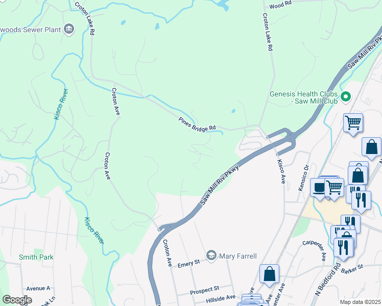 map of restaurants, bars, coffee shops, grocery stores, and more near 14 Deer Ridge Road in Mount Kisco