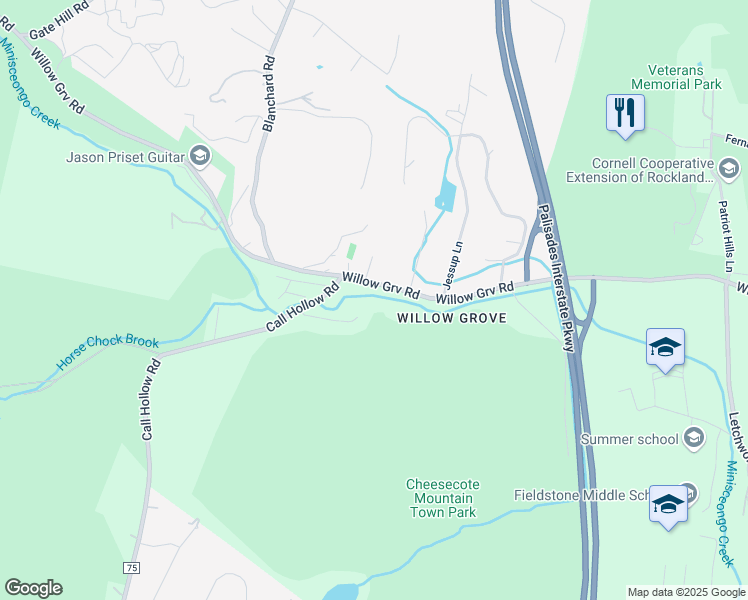 map of restaurants, bars, coffee shops, grocery stores, and more near 510 Gate Hill Coop Road in Stony Point