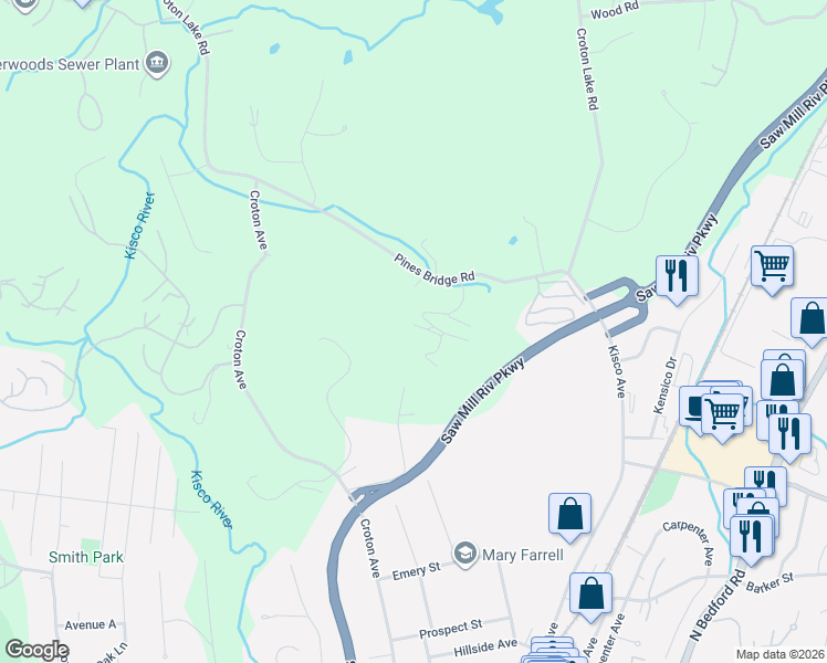 map of restaurants, bars, coffee shops, grocery stores, and more near 11 Deer Ridge Road in Mount Kisco