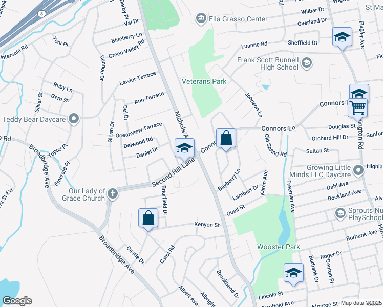 map of restaurants, bars, coffee shops, grocery stores, and more near 1827 Nichols Avenue in Stratford