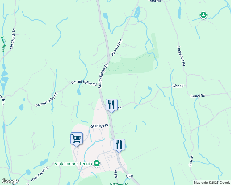 map of restaurants, bars, coffee shops, grocery stores, and more near 8 Lorraine Road in South Salem