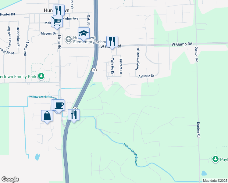 map of restaurants, bars, coffee shops, grocery stores, and more near 1417 Verdigris Pass in Fort Wayne