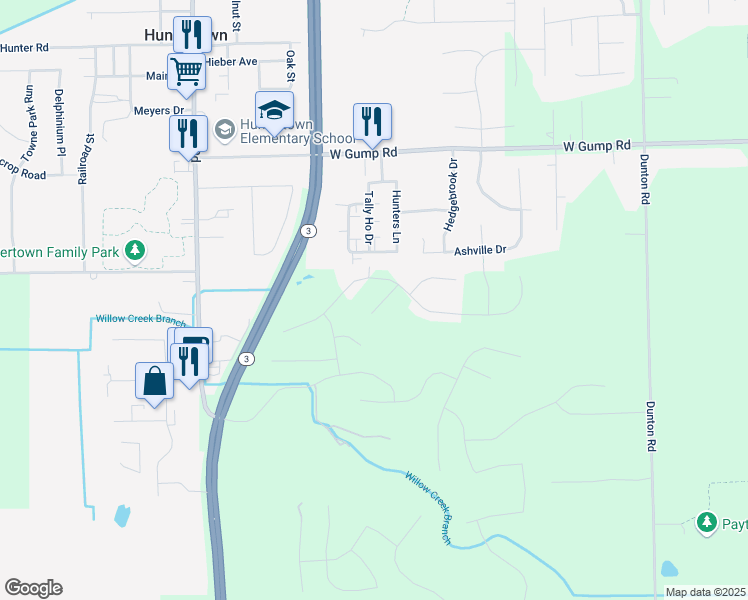 map of restaurants, bars, coffee shops, grocery stores, and more near 1417 Verdigris Pass in Fort Wayne