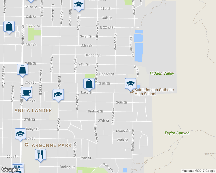 map of restaurants, bars, coffee shops, grocery stores, and more near 1657 25th Street in Ogden