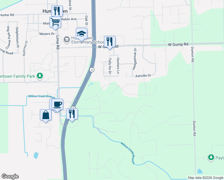 map of restaurants, bars, coffee shops, grocery stores, and more near 1417 Verdigris Pass in Fort Wayne