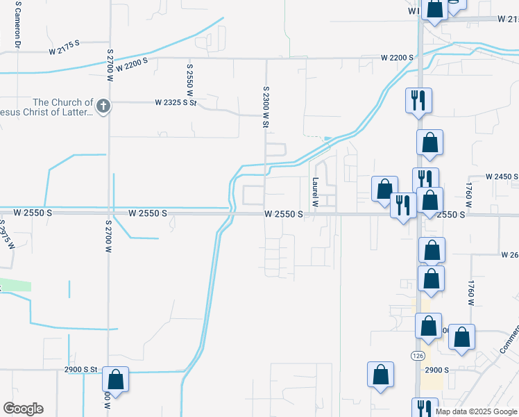map of restaurants, bars, coffee shops, grocery stores, and more near 2307 West 2525 South in West Haven