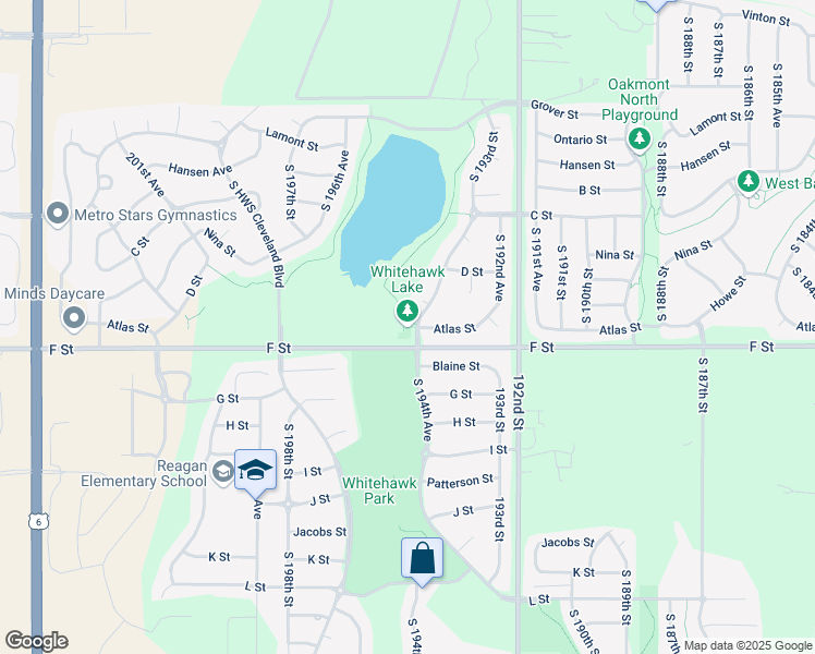 map of restaurants, bars, coffee shops, grocery stores, and more near 3961 South 194th Street in Omaha