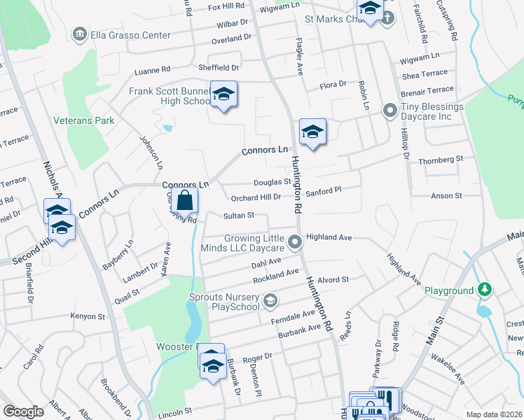 map of restaurants, bars, coffee shops, grocery stores, and more near 24 Sultan Street in Stratford
