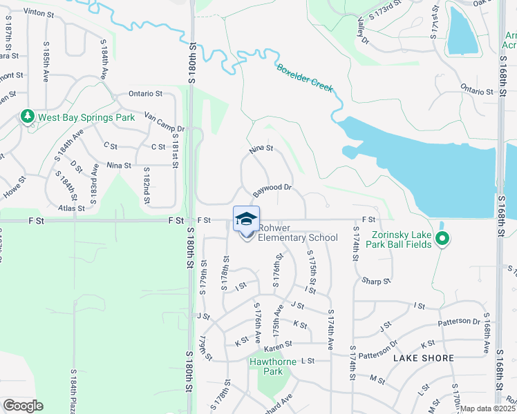 map of restaurants, bars, coffee shops, grocery stores, and more near 4015 South 177th Street in Omaha