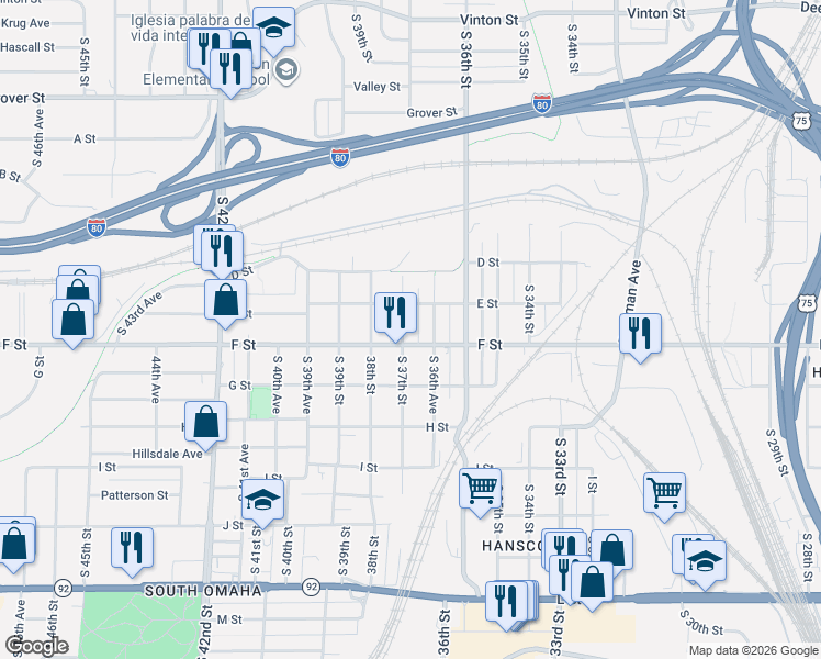 map of restaurants, bars, coffee shops, grocery stores, and more near in 