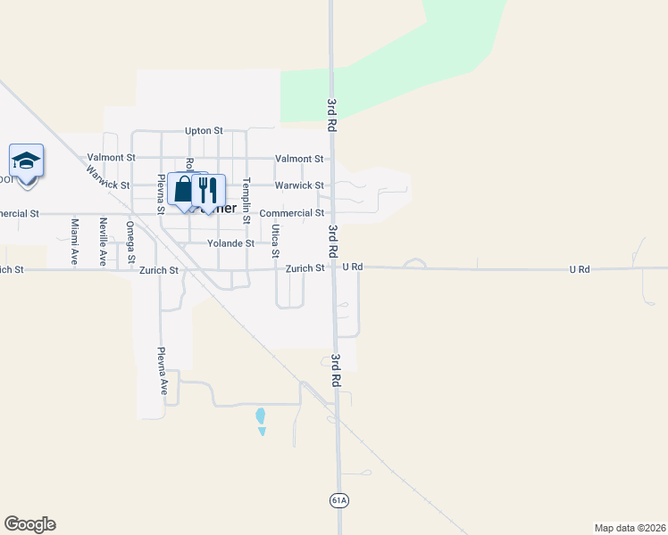 map of restaurants, bars, coffee shops, grocery stores, and more near 3rd Road in Palmer