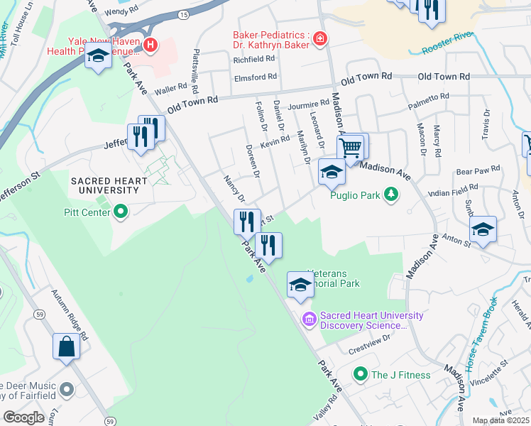 map of restaurants, bars, coffee shops, grocery stores, and more near 320 Eckart Street in Bridgeport