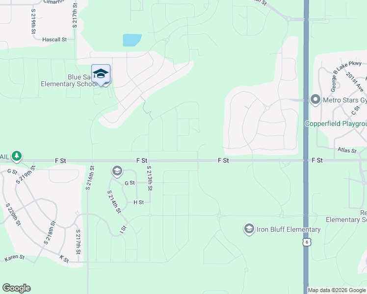 map of restaurants, bars, coffee shops, grocery stores, and more near 20916-21528 F Street in Omaha