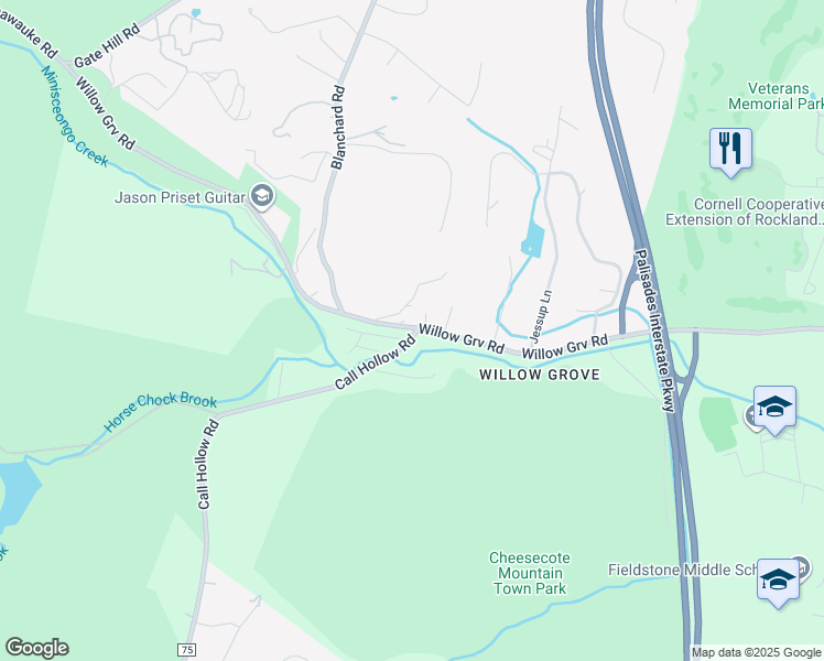 map of restaurants, bars, coffee shops, grocery stores, and more near 528 Gate Hill Coop Road in Stony Point