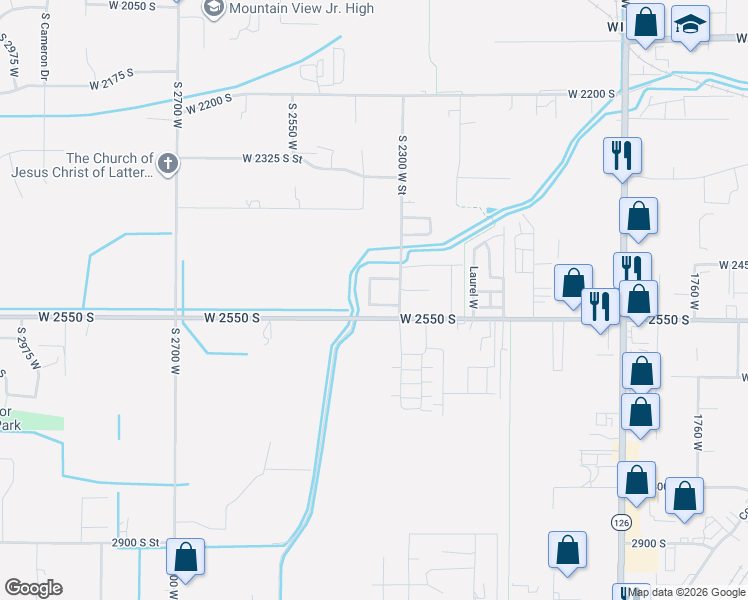 map of restaurants, bars, coffee shops, grocery stores, and more near 2516 South 2355 West in West Haven