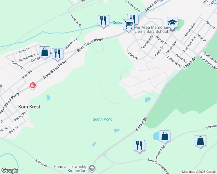 map of restaurants, bars, coffee shops, grocery stores, and more near 311 Bunker Drive in Hanover