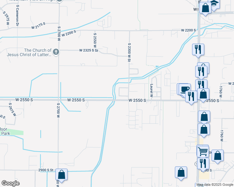 map of restaurants, bars, coffee shops, grocery stores, and more near 2509 South 2355 West in West Haven