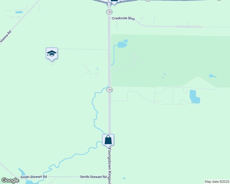 map of restaurants, bars, coffee shops, grocery stores, and more near 893 Youngstown Kingsville Road Southeast in Trumbull County