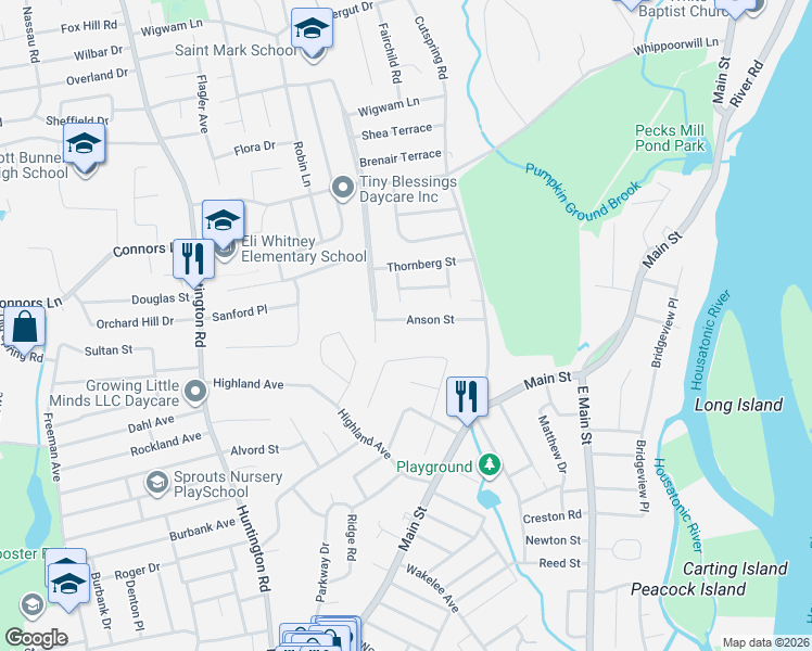 map of restaurants, bars, coffee shops, grocery stores, and more near 167 Anson Street in Stratford