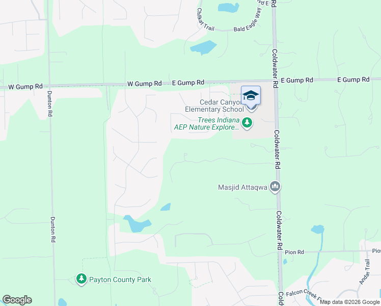 map of restaurants, bars, coffee shops, grocery stores, and more near 14733 Coldwater Road in Fort Wayne