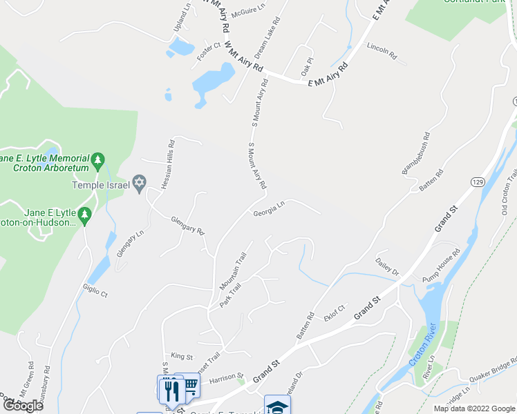 map of restaurants, bars, coffee shops, grocery stores, and more near 4 Georgia Lane in Croton-on-Hudson