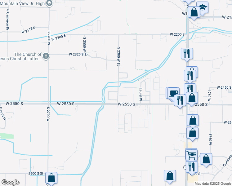map of restaurants, bars, coffee shops, grocery stores, and more near 2309 West 2475 South in West Haven