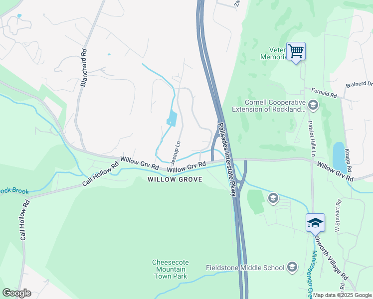 map of restaurants, bars, coffee shops, grocery stores, and more near 12 Cheesecote Court in Stony Point