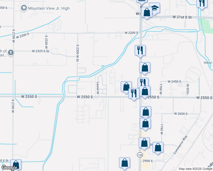 map of restaurants, bars, coffee shops, grocery stores, and more near in Marriott-Slaterville