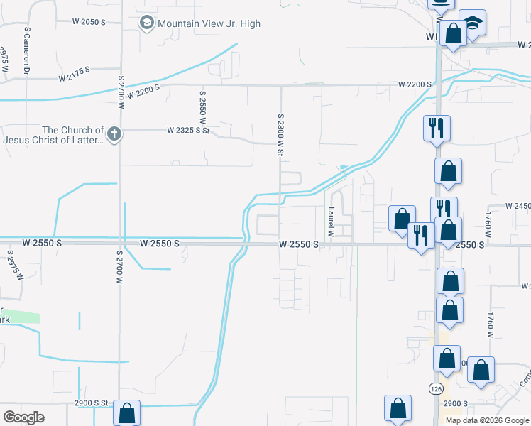 map of restaurants, bars, coffee shops, grocery stores, and more near 2352 West 2475 South in West Haven
