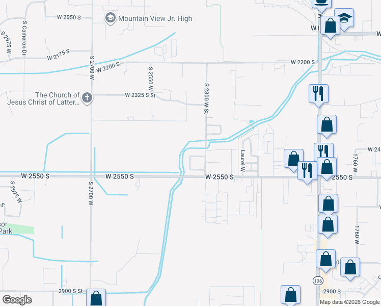 map of restaurants, bars, coffee shops, grocery stores, and more near 2352 West 2475 South in West Haven