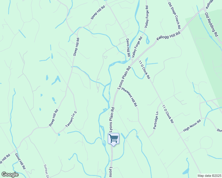map of restaurants, bars, coffee shops, grocery stores, and more near 282 Lyons Plain Road in Weston