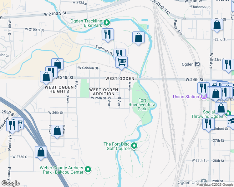 map of restaurants, bars, coffee shops, grocery stores, and more near 2473 B Avenue in Ogden