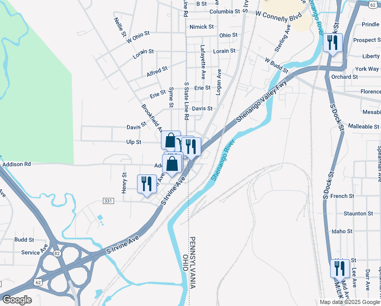 map of restaurants, bars, coffee shops, grocery stores, and more near 810 South Irvine Avenue in Sharon