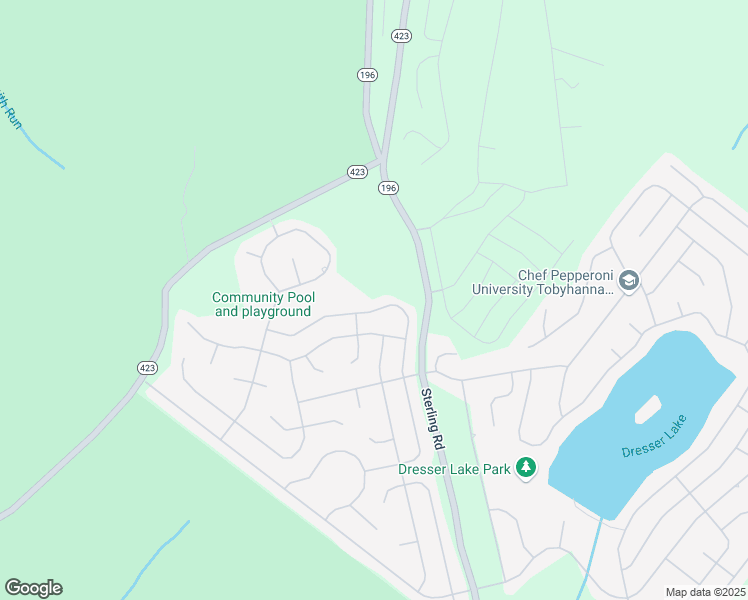 map of restaurants, bars, coffee shops, grocery stores, and more near 9471 Juniper Drive in Tobyhanna