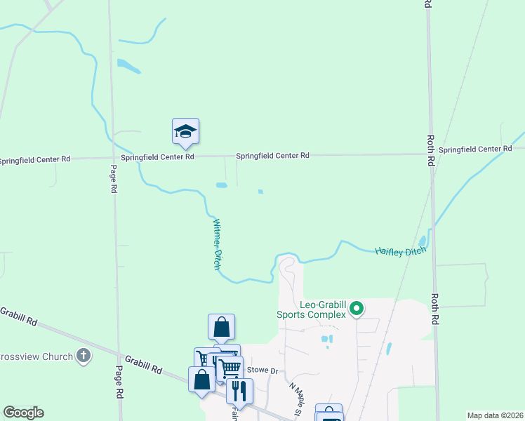 map of restaurants, bars, coffee shops, grocery stores, and more near in Grabill
