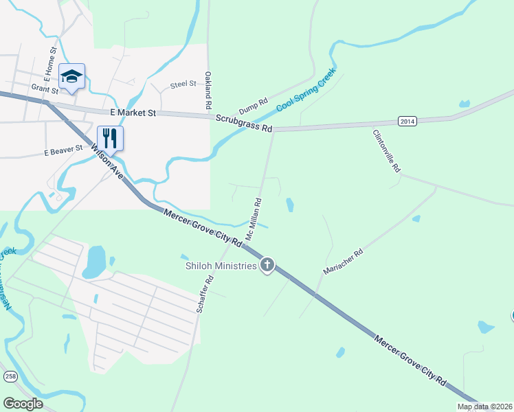map of restaurants, bars, coffee shops, grocery stores, and more near 19-43 Mcmillan Road in Mercer