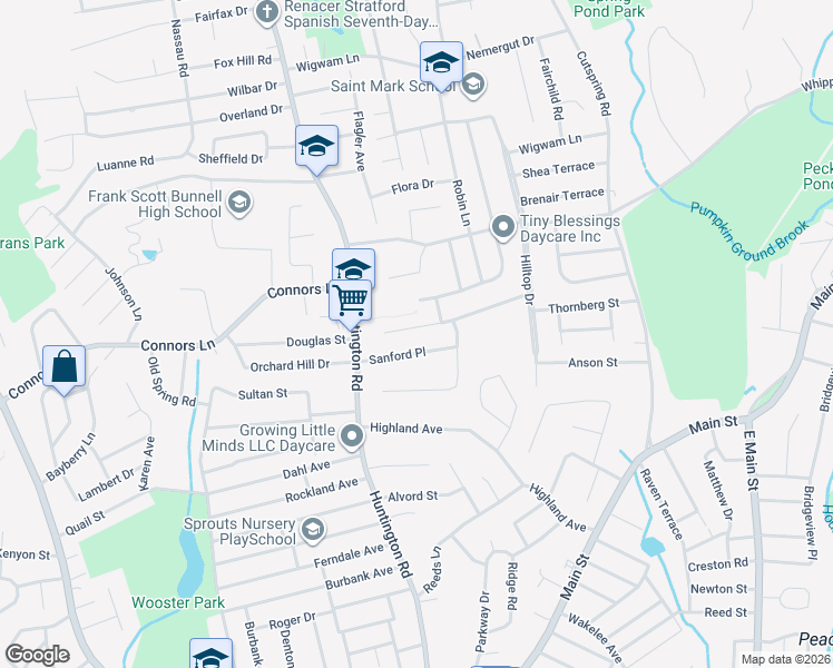 map of restaurants, bars, coffee shops, grocery stores, and more near 245 Arrowhead Place in Stratford