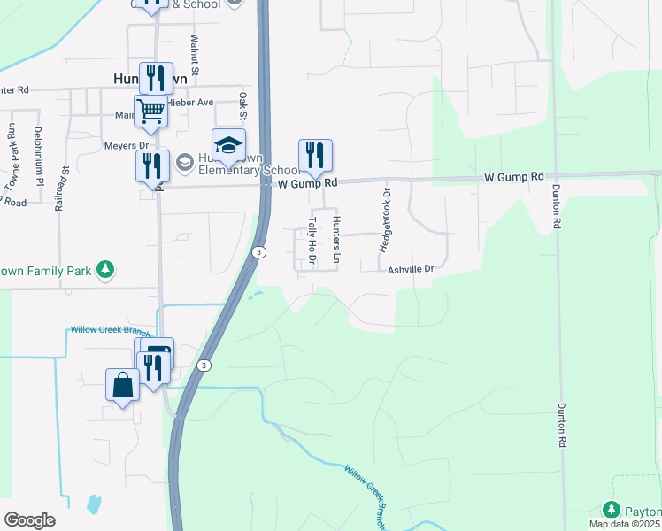 map of restaurants, bars, coffee shops, grocery stores, and more near 1512 Quail Trail in Huntertown