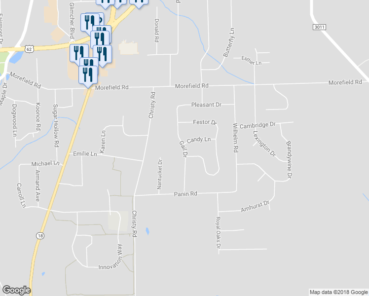 map of restaurants, bars, coffee shops, grocery stores, and more near 916 Gail Drive in Hermitage