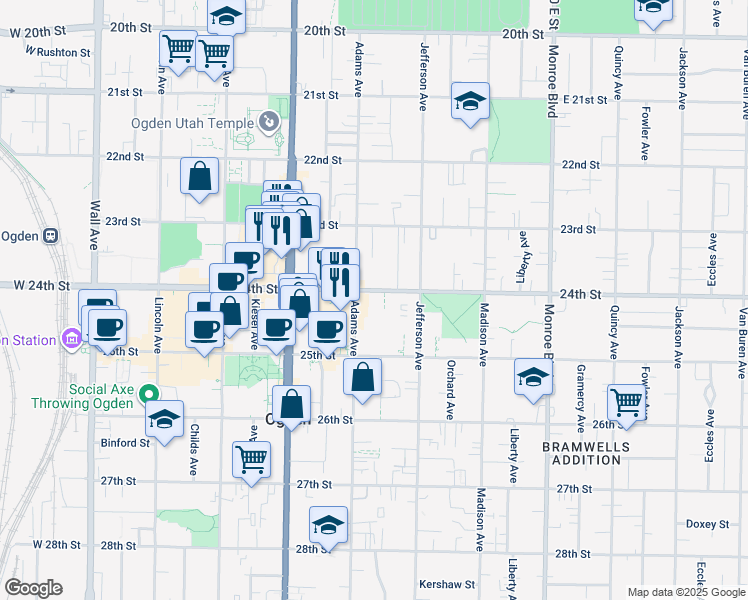 map of restaurants, bars, coffee shops, grocery stores, and more near 500 24th Street in Ogden