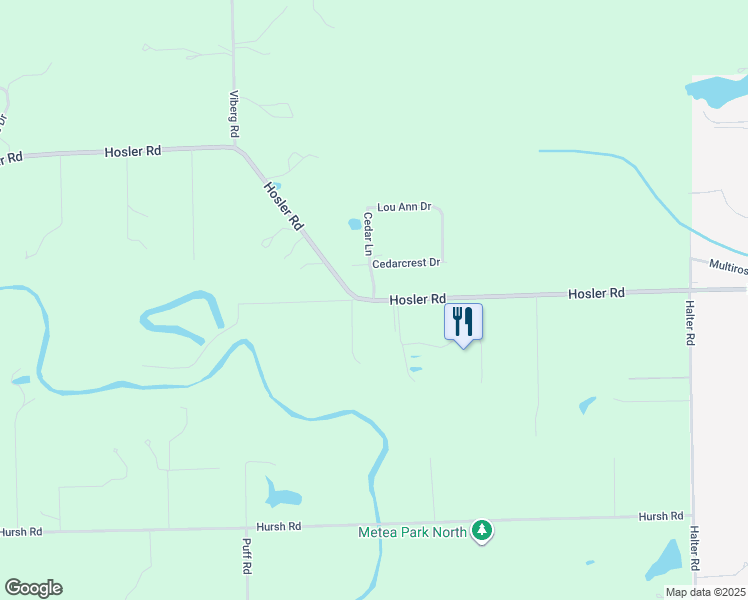 map of restaurants, bars, coffee shops, grocery stores, and more near 14900 Cedar Lane in Allen County