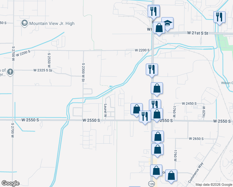 map of restaurants, bars, coffee shops, grocery stores, and more near in Marriott-Slaterville