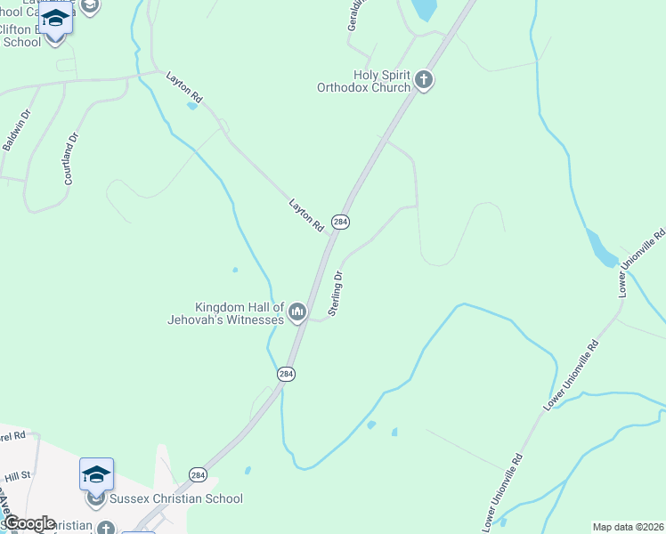 map of restaurants, bars, coffee shops, grocery stores, and more near 12 Sterling Drive in Sussex