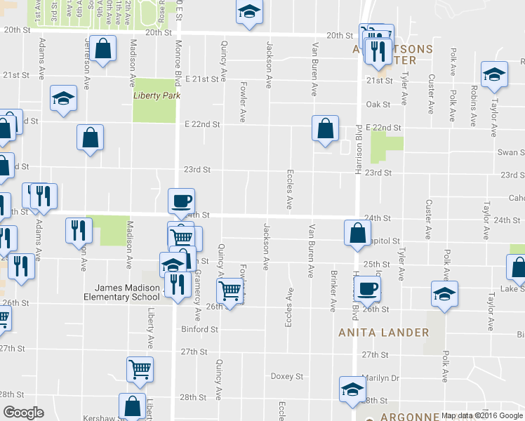map of restaurants, bars, coffee shops, grocery stores, and more near 2371 Jackson Avenue in Ogden