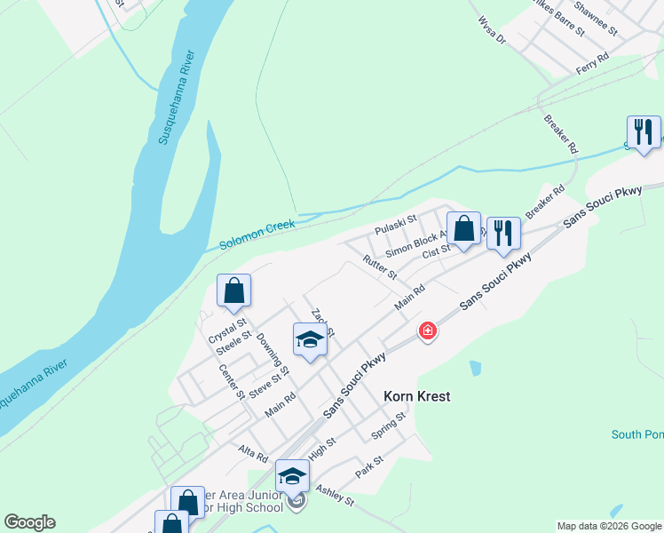 map of restaurants, bars, coffee shops, grocery stores, and more near 127 Steele Street in Hanover