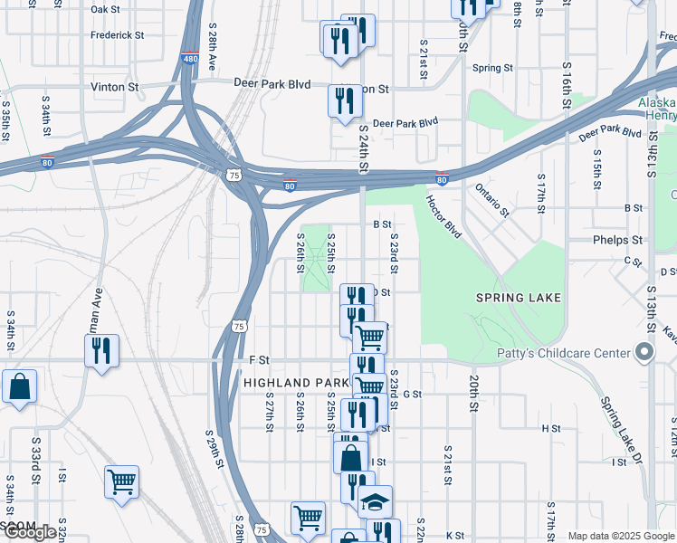 map of restaurants, bars, coffee shops, grocery stores, and more near 3810 South 24th Street in Omaha