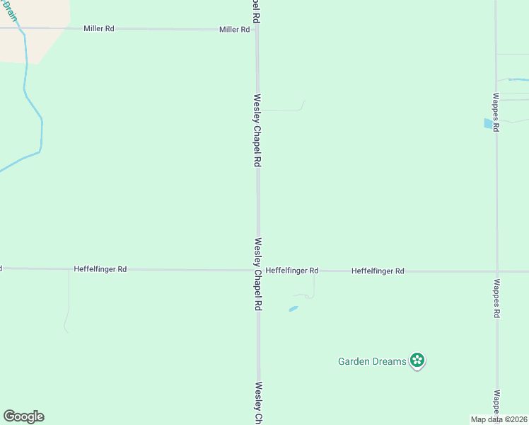 map of restaurants, bars, coffee shops, grocery stores, and more near 15128 Wesley Chapel Road in Churubusco