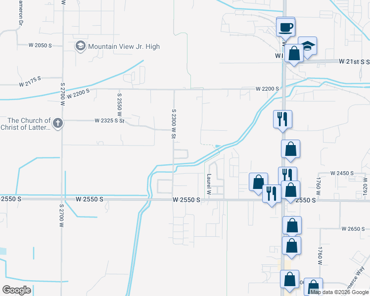 map of restaurants, bars, coffee shops, grocery stores, and more near 2257 West 2200 South in West Haven